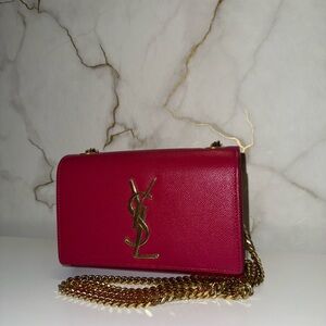 Yves Saint Laurent Fuchsia Leather Crossbody Bag